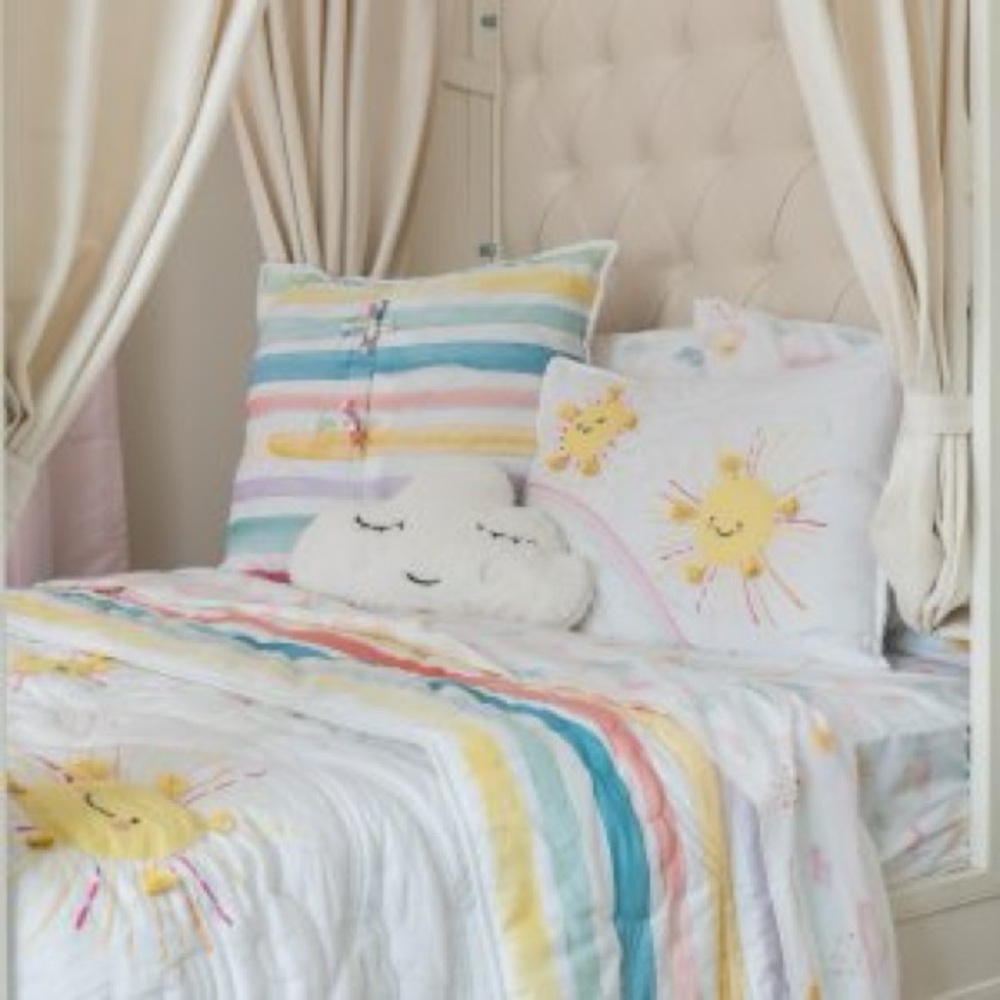 Pottery Barn Kids Pastel Striped Quilt Set